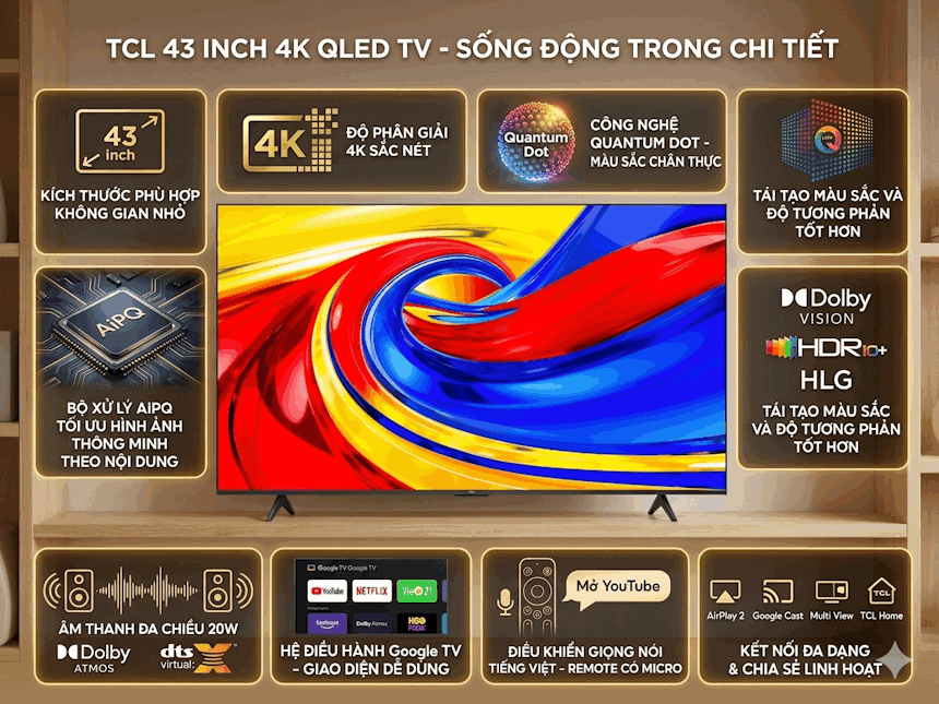 Tivi TCL QLED 4K 43 inch 43P7L